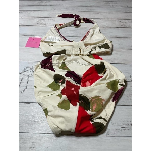 Kate Spade New York IVORY Floral-Print Twist-Front One-Piece Swimsuit - Picture 8 of 8